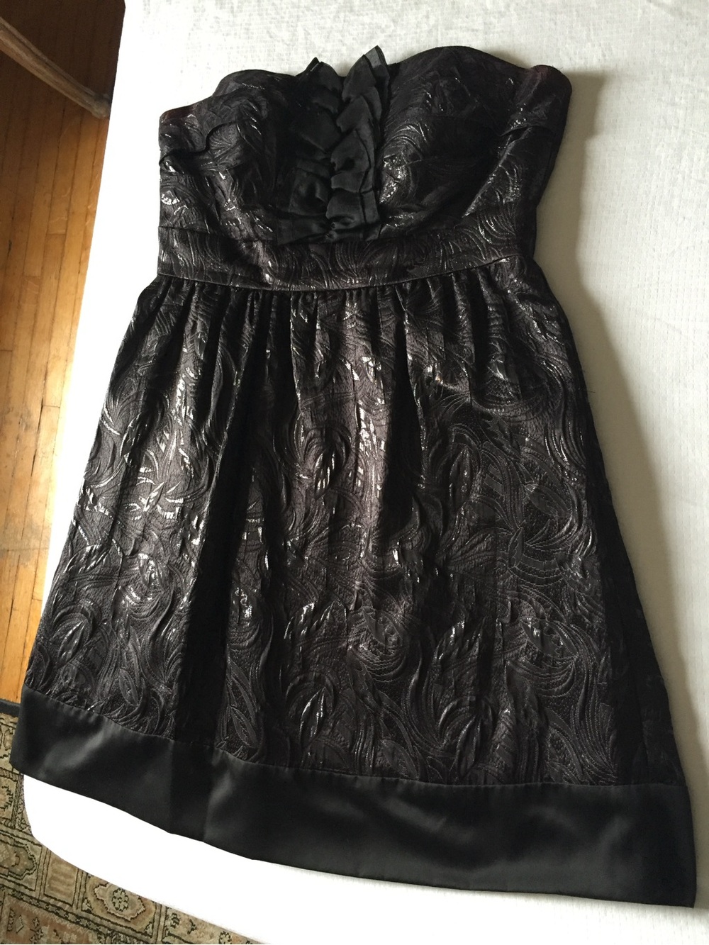BCBG Strapless Textured Black Party Dress